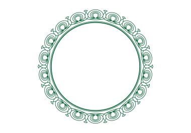 Çiçekli ve zarif yeşil çerçeve daire içinde