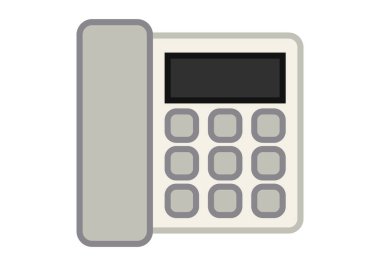 Beyaz arkaplanda beyaz ve gri sabit telefon