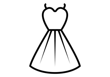 Beyaz arkaplanda siyah gelinlik simgesi