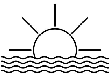 Denizden yükselen siyah güneş ikonu