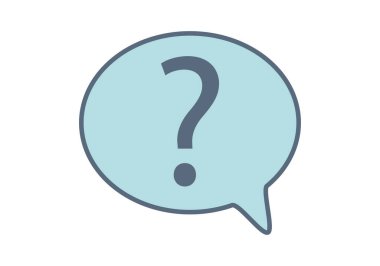 Sık sık sorulan sorular için soru işareti içeren mavi konuşma balonu