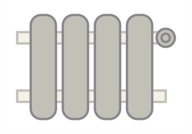 Beyaz arkaplanda gri ısıtma radyatörü