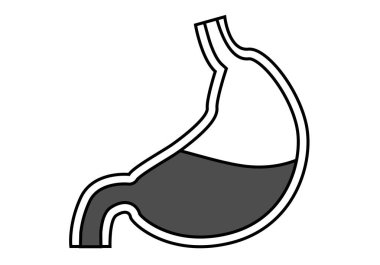 Beyaz arkaplanda mide simgesi