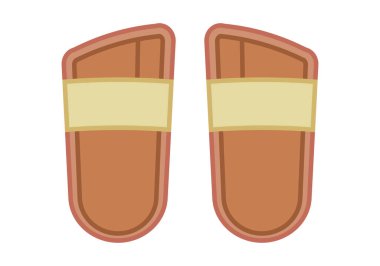 İki turuncu plaj sandaleti ya da parmak arası terlik.