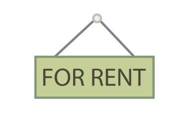 Beyaz arkaplanda kira işareti için yeşil