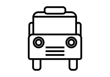 Okul servisi siyah simgesi beyaz arkaplanda