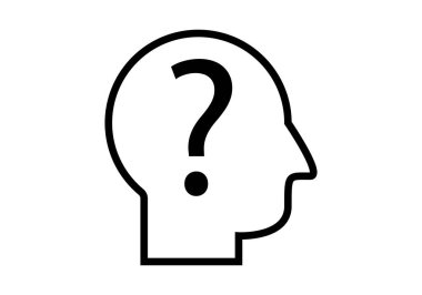 Soru işareti olan siyah başlık simgesi