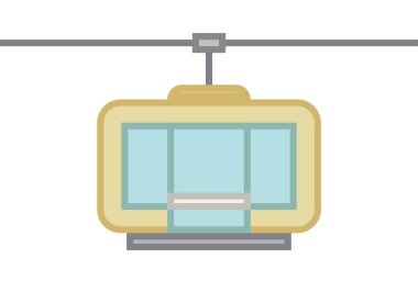 Beyaz arkaplanda sarı teleferik