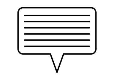 Konuşma baloncuğunun siyah simgesi ya da yazıyı temsil eden satırlar içeren konuşma balonu