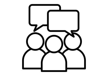 Konuşma baloncukları aracılığıyla konuşan bir grup insanın simgesi