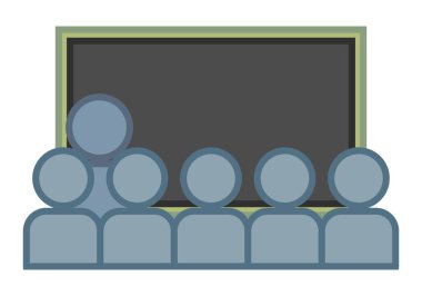 Teacher icon teaching students with blackboard clipart