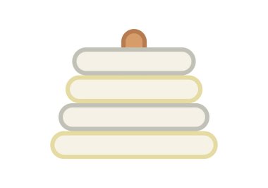 Beyaz disklerle oyuncak ya da bir sopayla sepetlenen çörekler