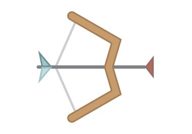 Kırmızı ve mavi emici ok ile ahşap yay.