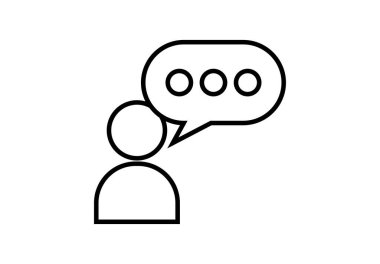 Konuşma konuşma yazma balonu olan siyah kullanıcı profili simgesi