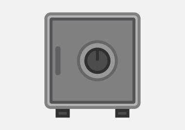 Beyaz arka planda gri güvenlik kasası