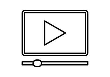 Beyaz arkaplanda siyah video oynatıcı simgesi