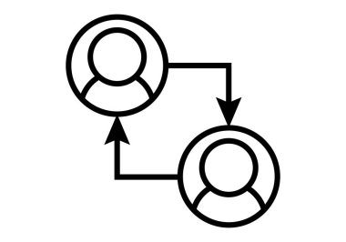 İki kullanıcı arasında siyah geribildirim simgesi