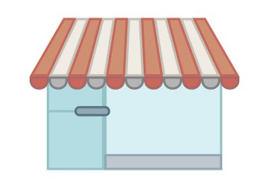 Kırmızı ve beyaz tenteli küçük bir işletmenin yerlisi.