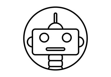 Robot ya da yapay zeka siyah simgesi