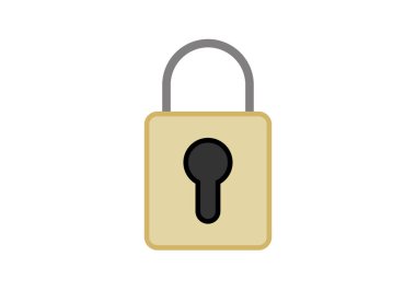 Beyaz arka planda kapalı altın güvenlik kilidi