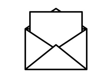 Açık bir zarfın siyah simgesi