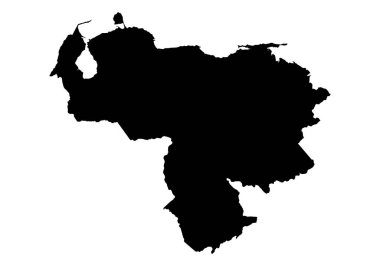 Beyaz arkaplanda Venezuela 'nın siyah haritası