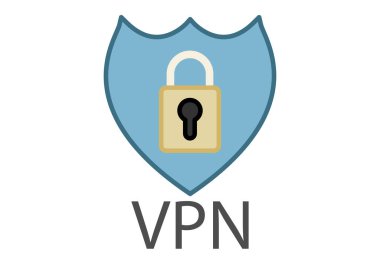 Güvenlik asma kilidi olan kalkan VPN 'i temsil ediyor.