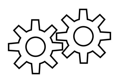 İki dişli tekerleğin siyah simgesi