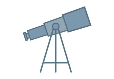 Beyaz arkaplanda mavi gökbilimci teleskobu