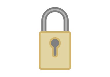 Beyaz arka planda kapalı altın güvenlik kilidi