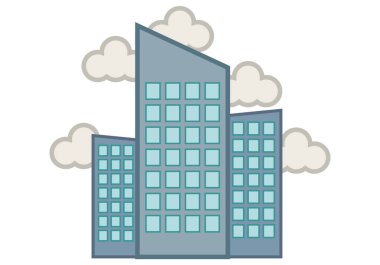 Şehirdeki bulutlu gökdelenler