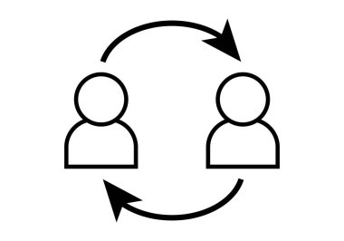 Kullanıcılar arasındaki ilişkileri temsil eden kullanıcılar arasındaki iki eğri okun siyah simgesi