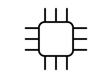 Beyaz arkaplanda siyah işlemci çipi simgesi