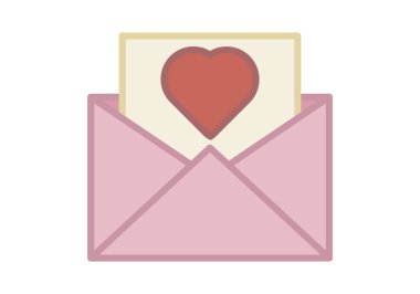 Kağıt ve kırmızı aşk dolu pembe bir zarf.