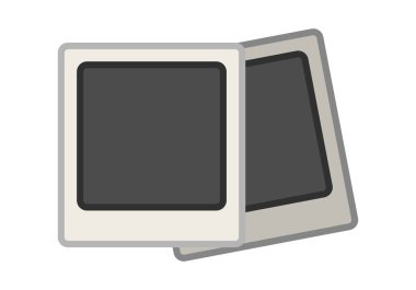 Beyaz arkaplanda iki anlık kamera fotoğrafı