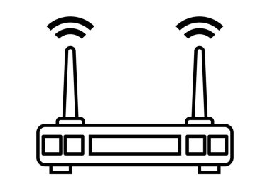 Kablosuz internet için siyah alıcı simgesi ya da modem