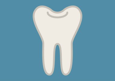 Mavi arka planda beyaz insan dişi ya da azı dişi