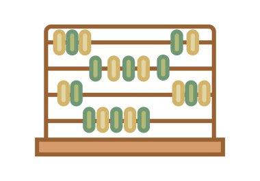 Hesaplamalar için yeşil ve sarı boncuklu abaküs