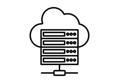 Buluta bağlı siyah sunucu simgesi