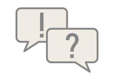 Soru ve ünlem işaretli iki konuşma balonu