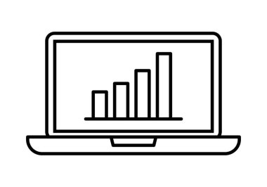 Büyüyen çubuk grafiği olan siyah dizüstü simgesi