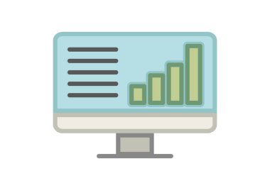 İstatistik ve yeşil grafikli beyaz bilgisayar ekranı