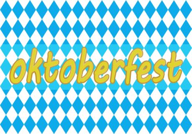 Beyaz arkaplanda mavi elmas desenli Oktoberfest posteri