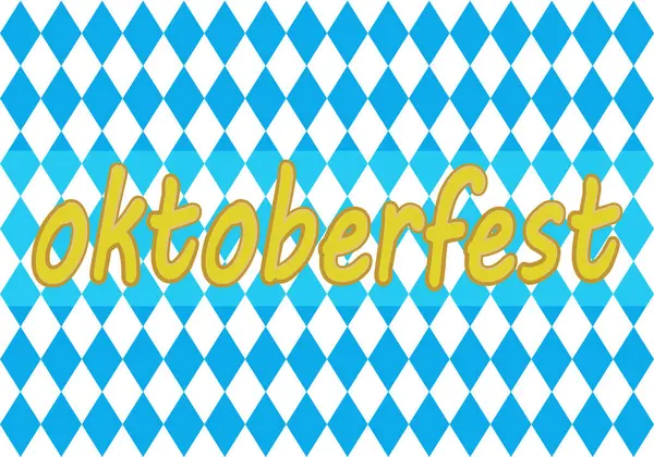 Beyaz arkaplanda mavi elmas desenli Oktoberfest posteri