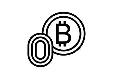 Güvenlik parmak izi olan siyah bitcoin kripto para birimi simgesi