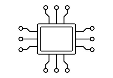 Beyaz arkaplanda siyah elektronik çip simgesi
