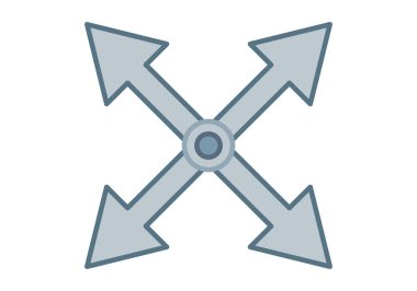 Genişlemeyi temsil eden merkezi noktalı mavi oklar