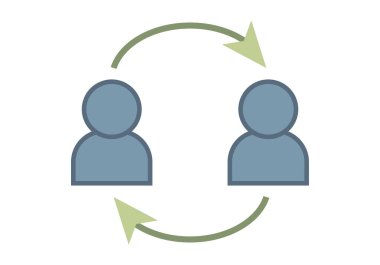 Kişisel ilişkileri temsil eden yeşil oklar arasındaki kullanıcıların mavi avatarı