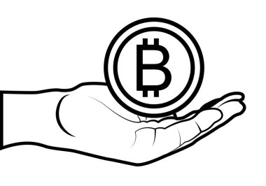 Elin siyah simgesi Bitcoin veriyor