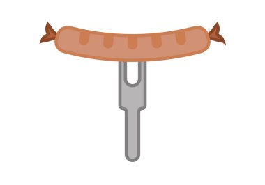 Çatala saplanmış et sosisi.